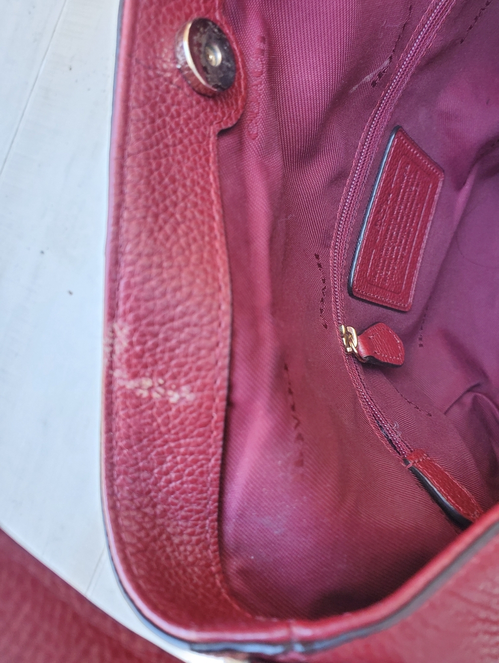 Coach Edie Hobo Satchel In Burgundy - Picture 10 of 11